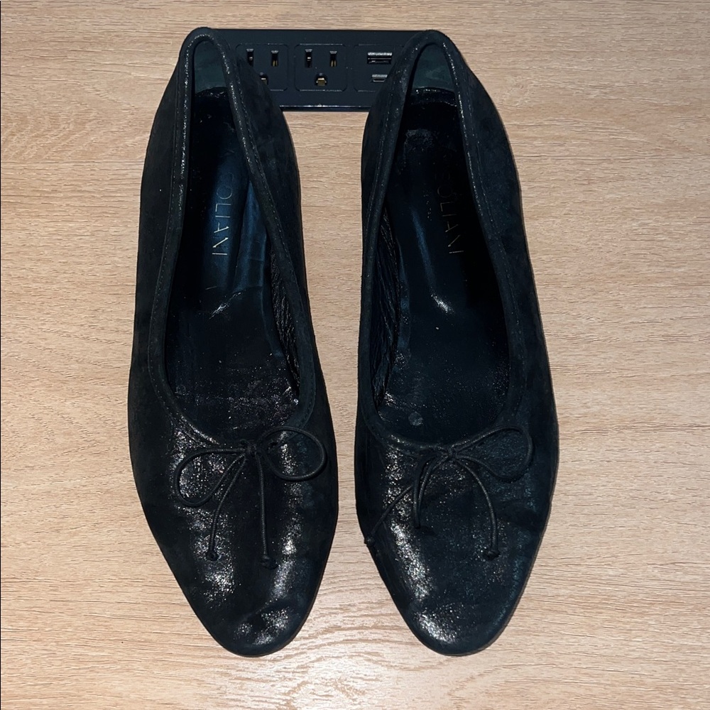 ASoliani. Size 39.5 Color- black rock.  Black Women's Flats with Bow Detail